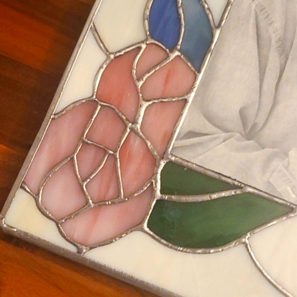 New! Stained Glasss Roses Photo Frame - Picture 3 of 7